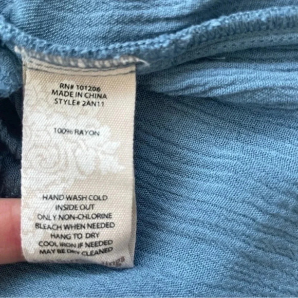 Soft Surroundings Arabitha Gauze Captain's Blue Shirt Size xsmall EUC - Picture 3 of 8